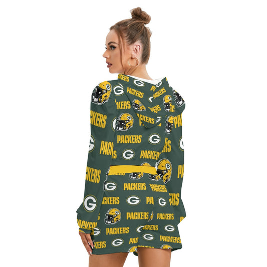 Green Bay Football Game Day All-Over Print Women's Mirco Fleece Hoodie And Shorts Set