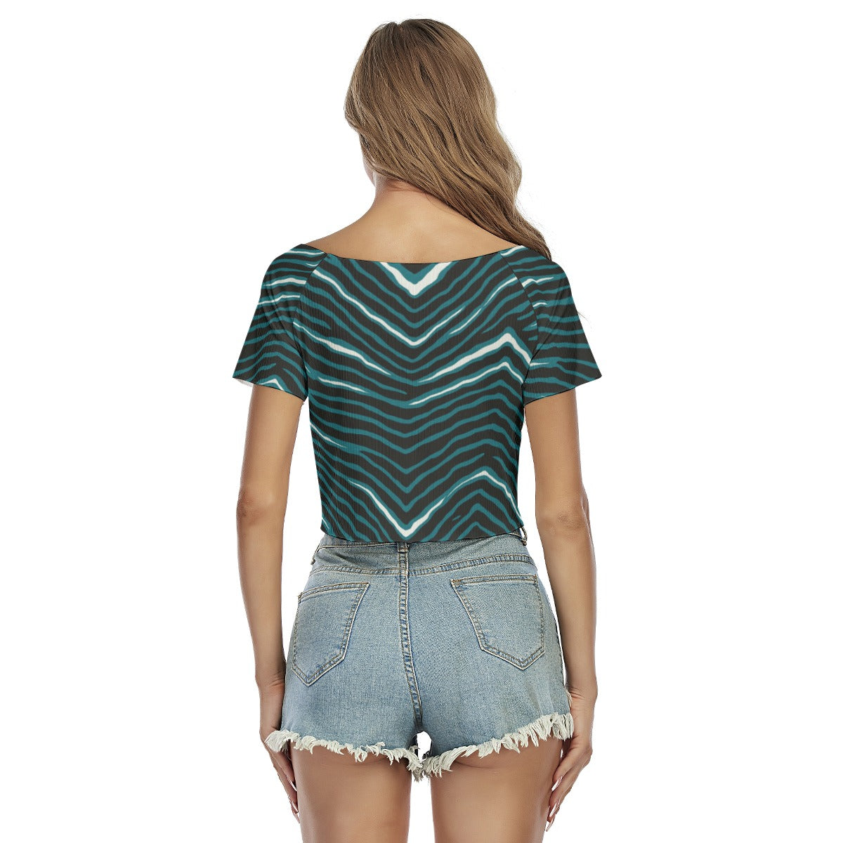 Philadelphia Football Game Day All-Over Print Women's Raglan Drawstring Front  Crop Tee