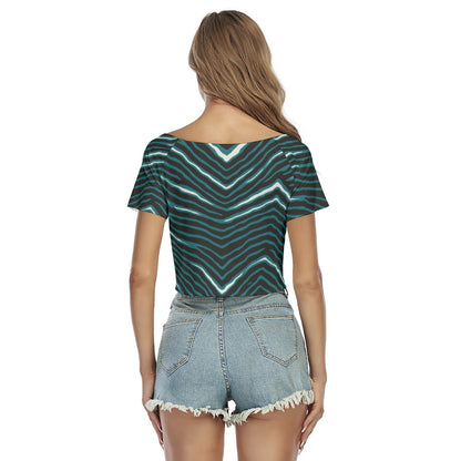 Philadelphia Football Game Day All-Over Print Women's Raglan Drawstring Front  Crop Tee