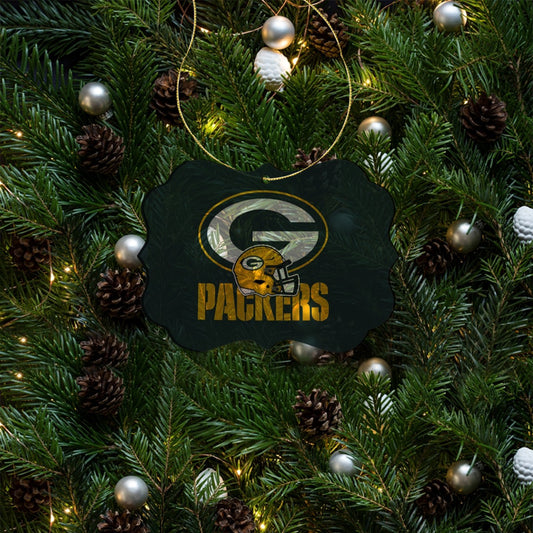 Green Bay Football Game Day Irregular Acrylic Pendant With Gold Thread