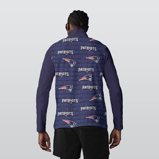 New England Football Game Day All-Over Print Men's Sports Collar Jersey With Long Sleeve