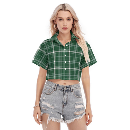 Michigan State Tartan Plaid Spartans Women's Cropped Shirt