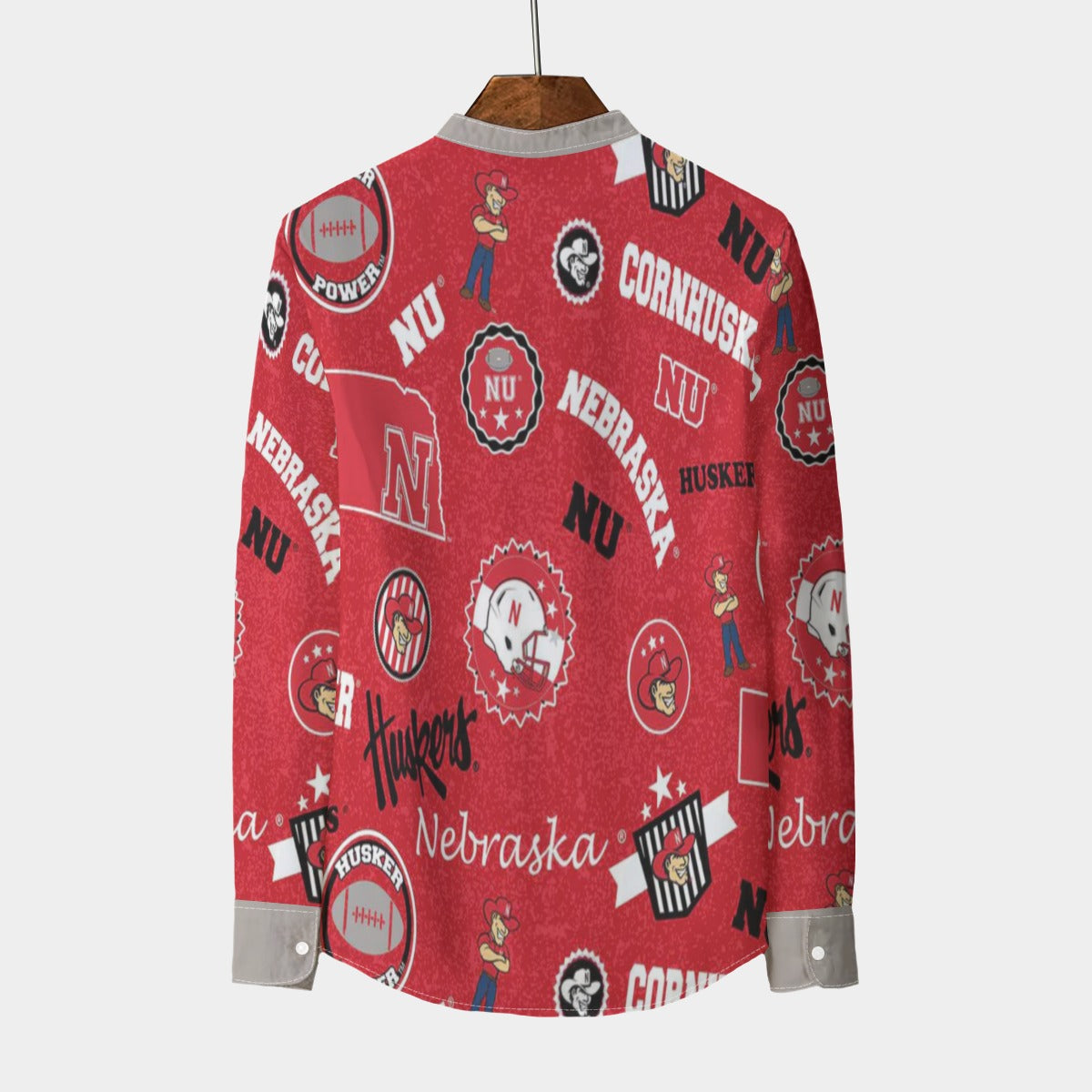Nebraska Lincoln Cornhuskers Stand Collar Shirt With Long Sleeve|110GSM Imitation Flax