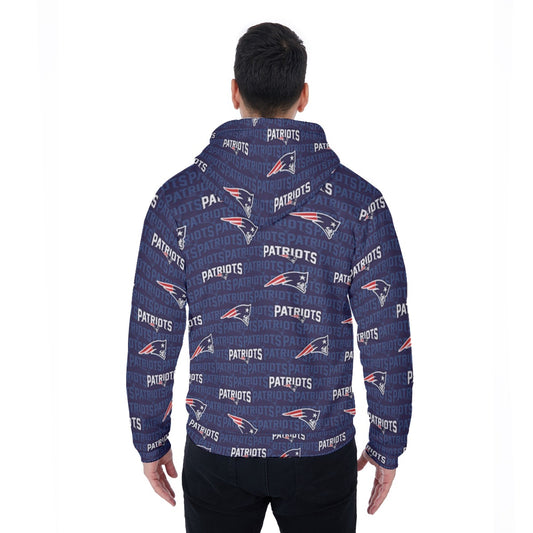 New England Football Game Day All-Over Print Men's Sherpa Fleece Zip Up Hoodie