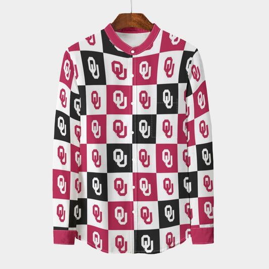 Urban Legend Oklahoma – Sooners Stand Collar Shirt With Long Sleeve | 110GSM Imitation Flax