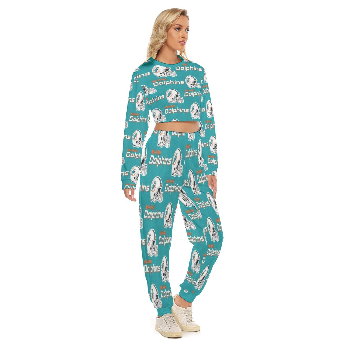 Miami Football Game Day All-Over Print Women's Crop Sweatshirt Suit