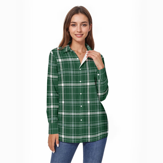 Michigan State Tartan Plaid Spartans Women's Comfort Shirt With Button|125GSM Cotton
