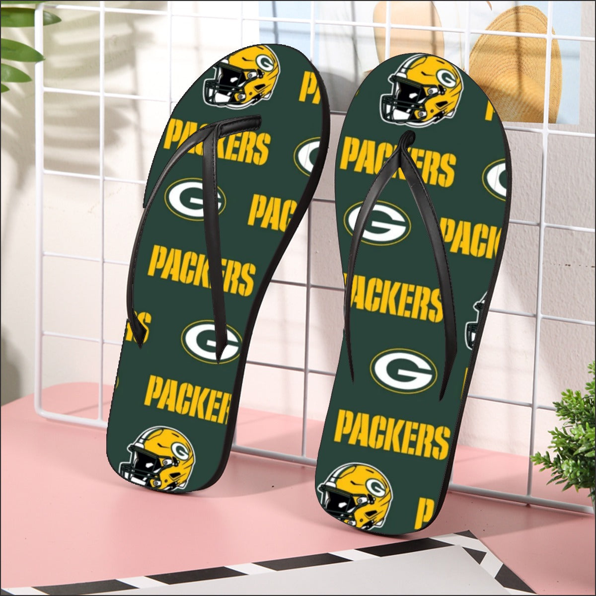 Green Bay Football Game Day All-Over Print Men's Flip Flops