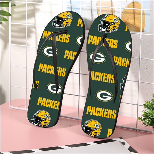Green Bay Football Game Day All-Over Print Men's Flip Flops