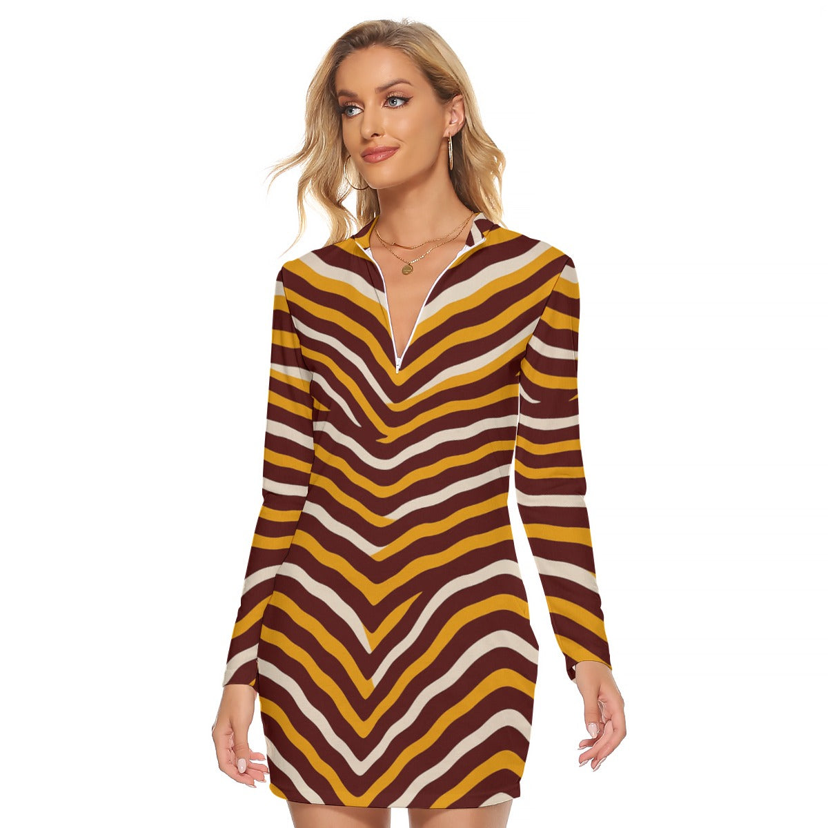 Washington Commanders Women's Zip Front Tight Dress