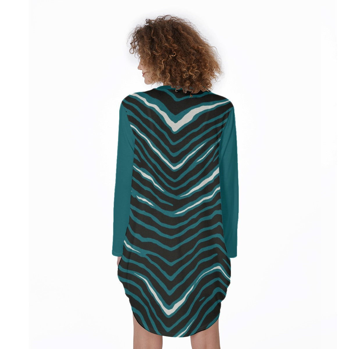 Philadelphia Football Game Day All-Over Print Women's Casual Loose Long Sleeve Dress With Pocket