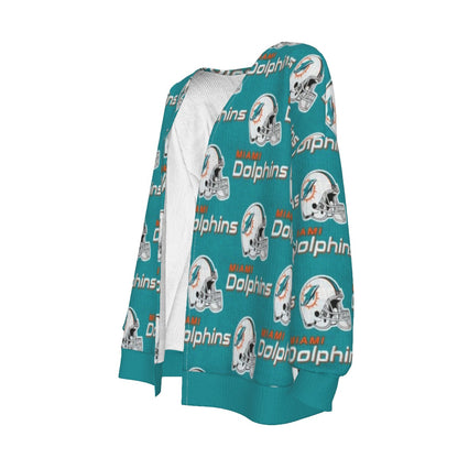 Miami Football Game Day All-Over Print Women's Imitation Knitted Cardigan