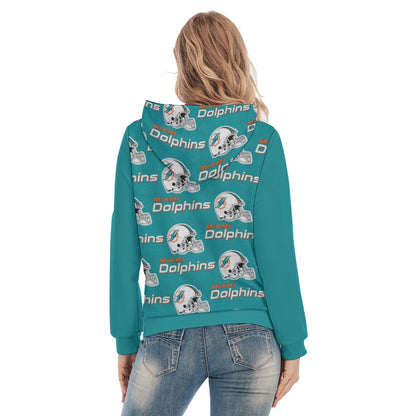 Miami Football Game Day All-Over Print Women's Slim Pullover Hoodie