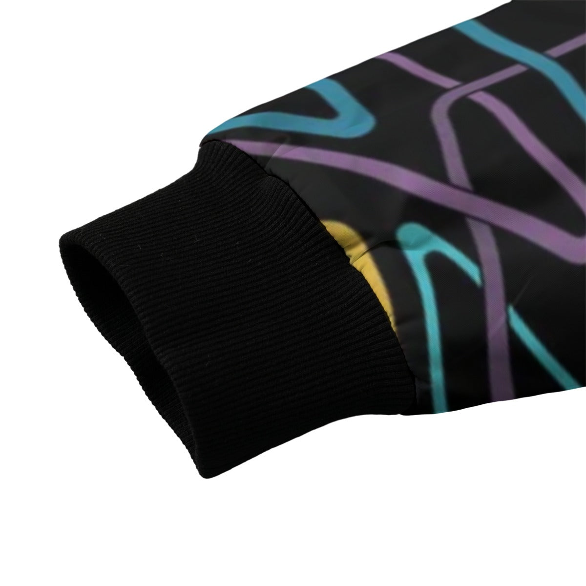 Urban Legend 90s Street Icons Abstract Composition Multicolored Zigzag Fleece Bomber Jacket