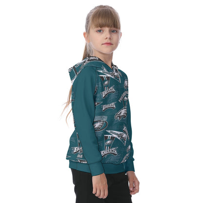 Philadelphia Football Game Day All-Over Print Kid's Raglan Pullover Hoodie