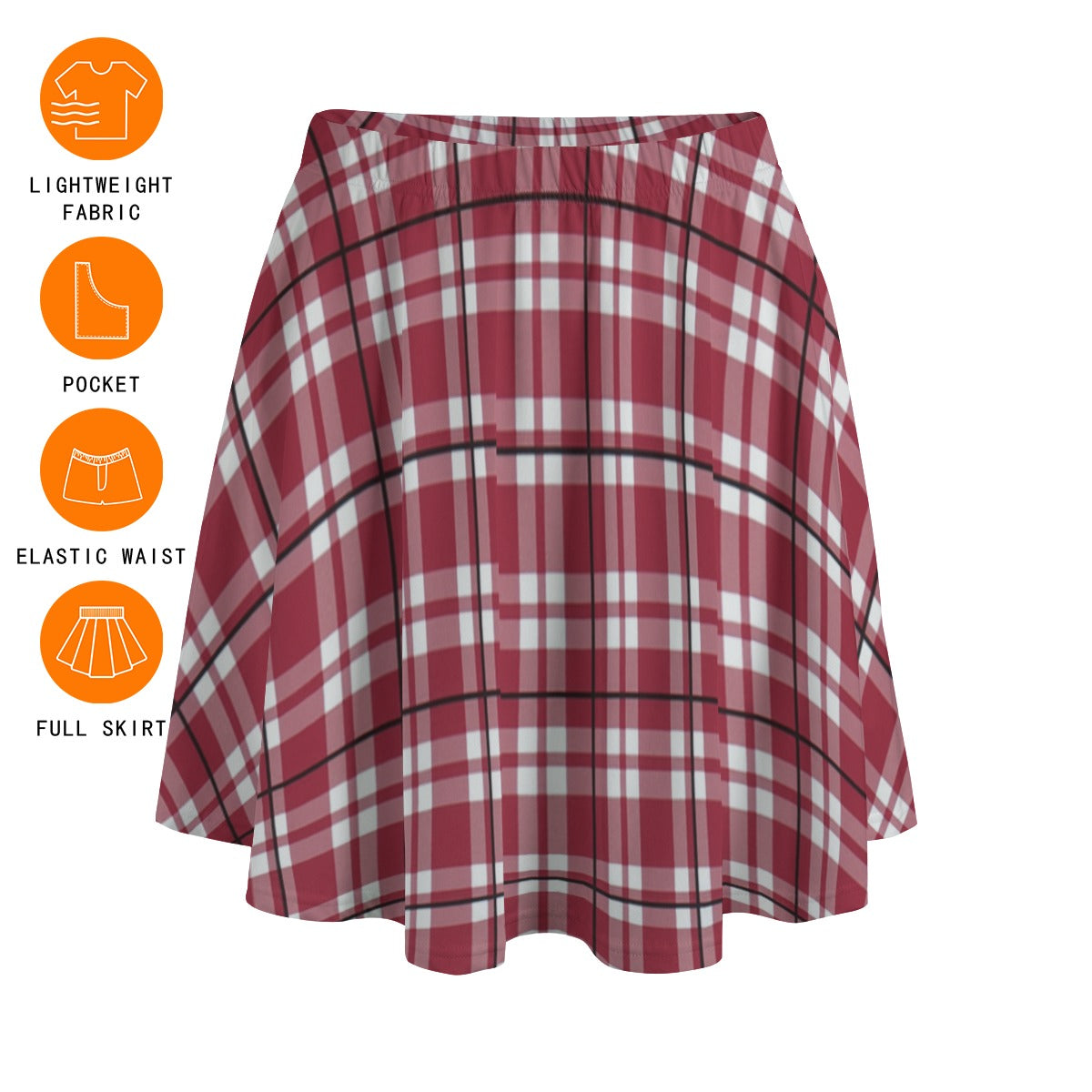 Alabama - Crimson Tide Tartan plaid  Women's Bazyrey Skirts With pocket