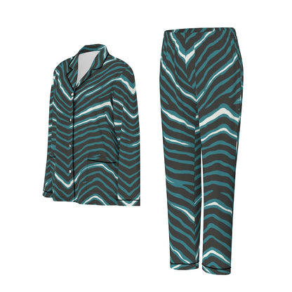 Philadelphia Football Game Day All-Over Print Women's Long Sleeve Pajama Set With Black Contrast Piping