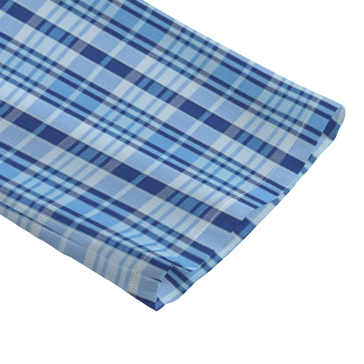 North Carolina Tartan Plaid Tar Heels Blue Women's Chiffon Shirt With Elbow Sleeve