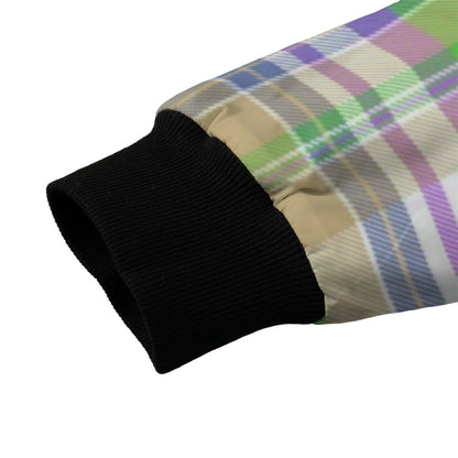 Isle of Skye – purple green and white tartan Fleece Bomber Jacket