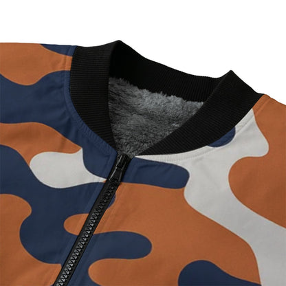 Denver Broncos Camo Fleece Bomber Jacket – Orange and Navy Camouflage NFL Streetwear