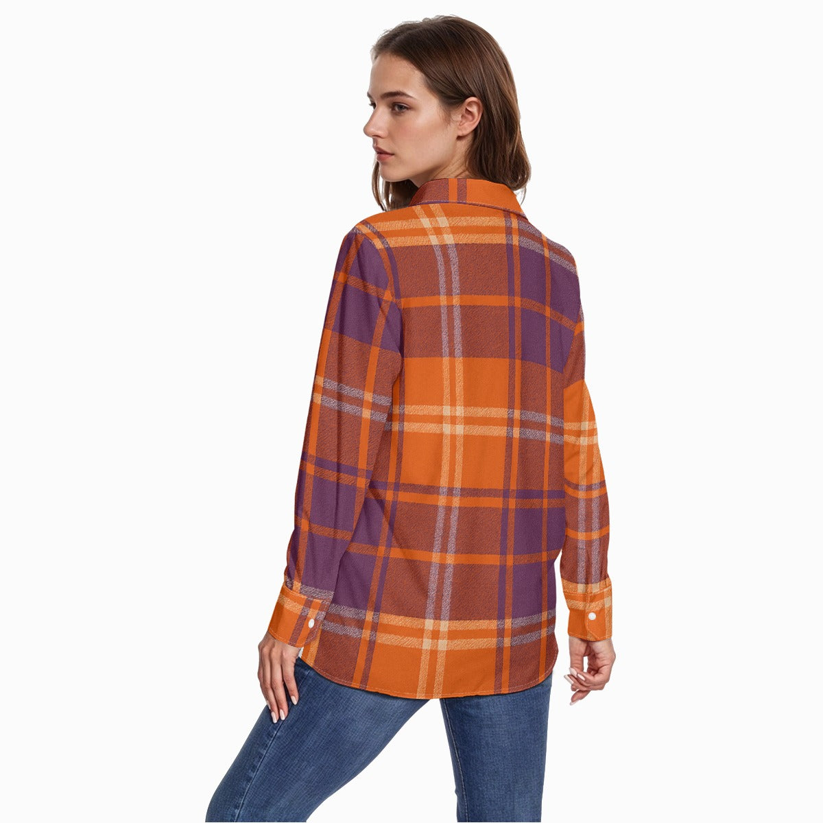 Clemson Tartan Plaid  Women's Comfort Shirt With Button|125GSM Cotton
