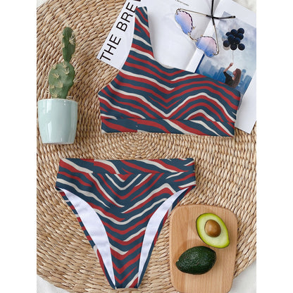 New England Football Game Day All-Over Print Women's Bikini With Single Shoulder