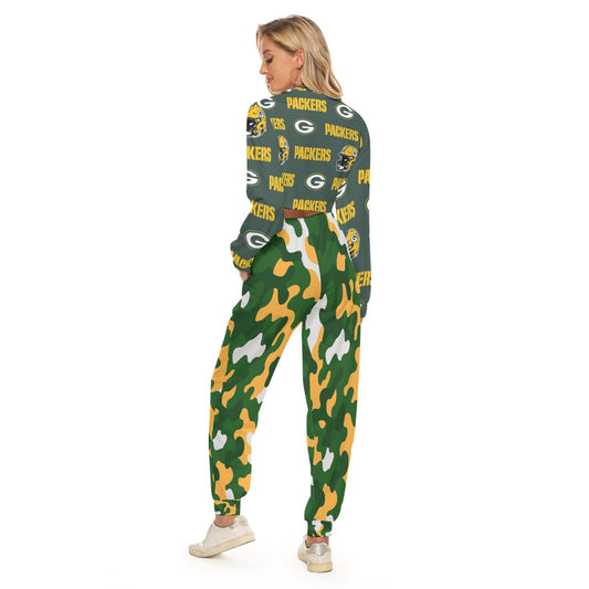 Green Bay Football Game Day All-Over Print Women's Crop Sweatshirt Suit