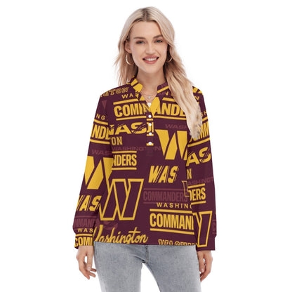 Washington Commanders Women's Long Sleeve Blouse With Button Closure