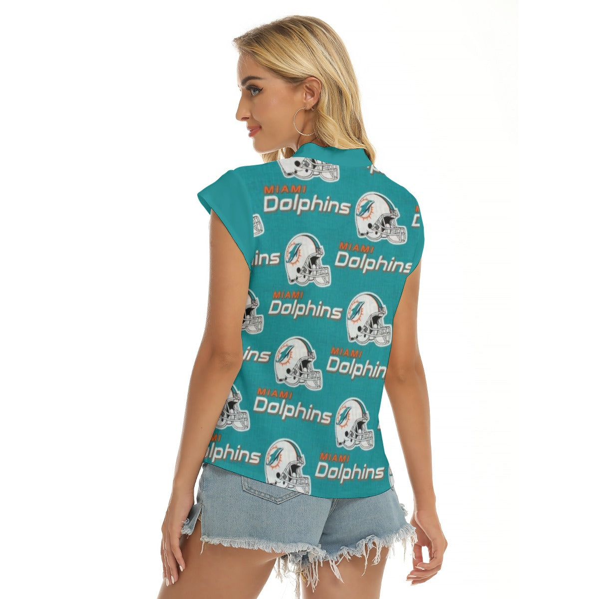 Miami Football Game Day All-Over Print Women's Stacked V-neck Short Sleeve Blouse