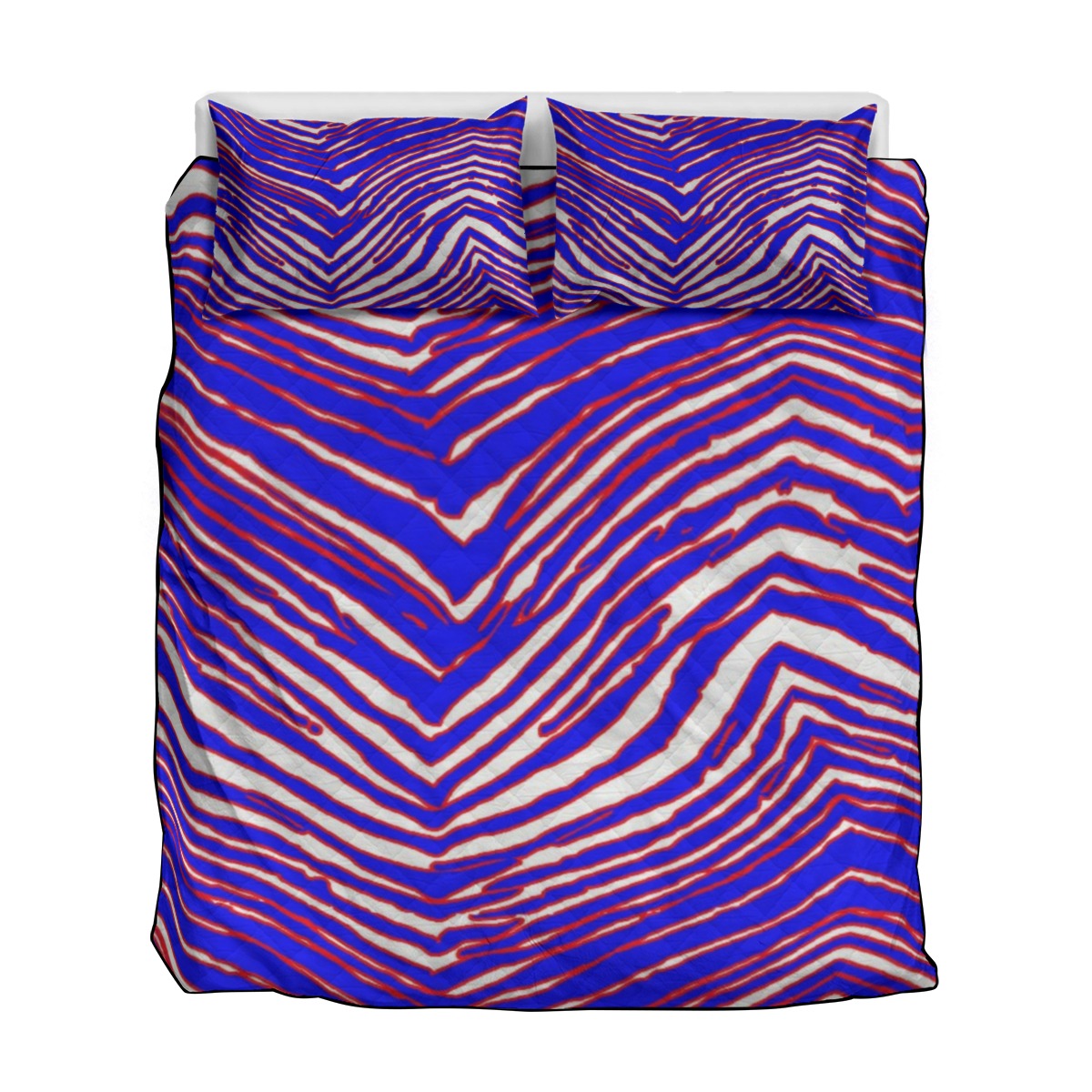 Buffalo Bills Zubaz Quilt & Pillow Cases With  Edge-wrapping Strips