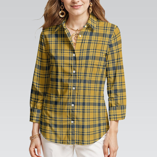 Georgia Yellow Jackets Tartan Plaid Women's 3/4 Sleeve Shirt