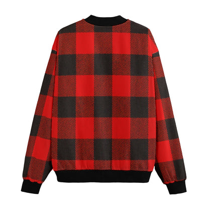 Rob Roy – big red and black simple and iconic tartan Fleece Bomber Jacket