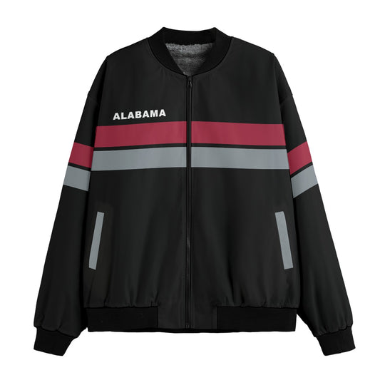 Urban Legend “Alabama Game Day” Black · Crimson · Gray Varsity Bomber Jacket