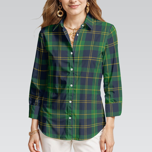 Notre Dame Tartan Plaid Fighting Irish Women's 3/4 Sleeve Shirt