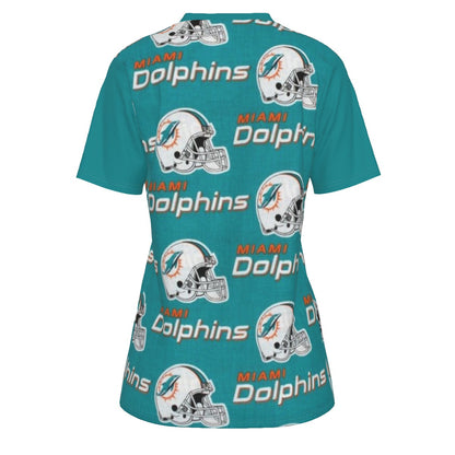 Miami Football Game Day All-Over Print Women's O-Neck T-Shirt|180 GSM Jersey