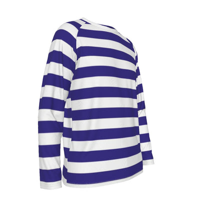 Blue and White Striped Long Sleeve Shirt – Nautical Coastal Style