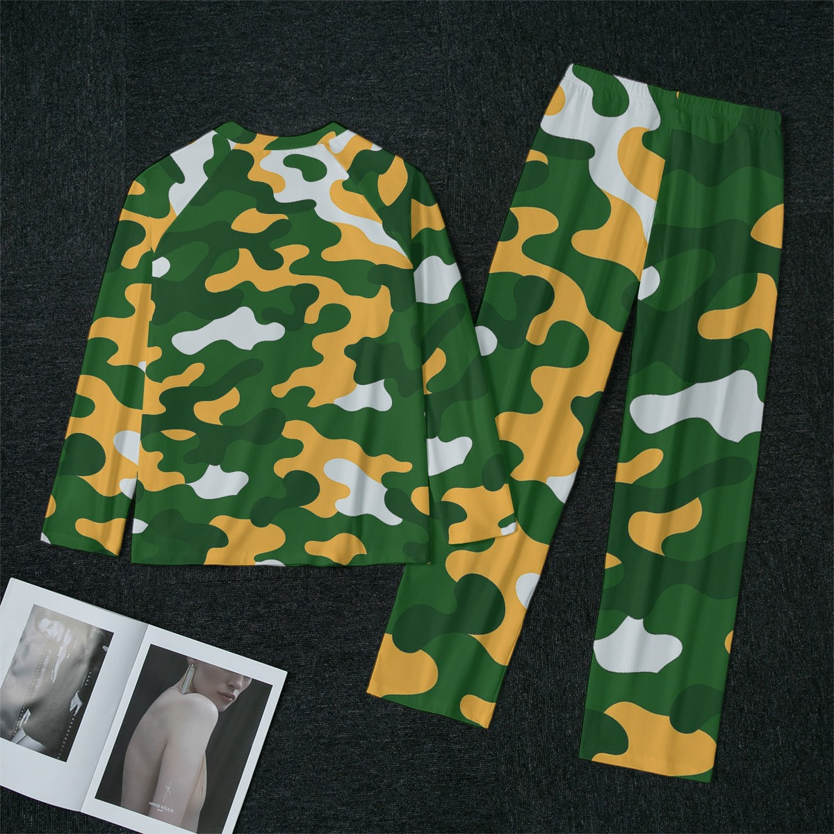 Green Bay Football Game Day All-Over Print Women's Raglan Sleeve Pajamas With Wide Ankles