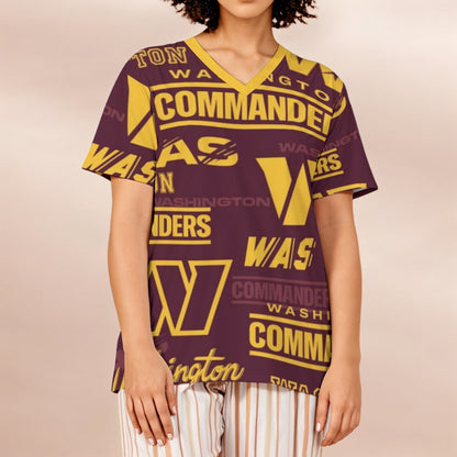 Washington Commanders Women's Loose V-Neck Short-Sleeve T-Shirt