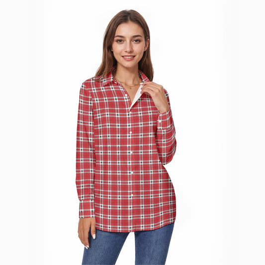 Houston Tartan Plaid Cougars Women's Comfort Shirt With Button|125GSM Cotton