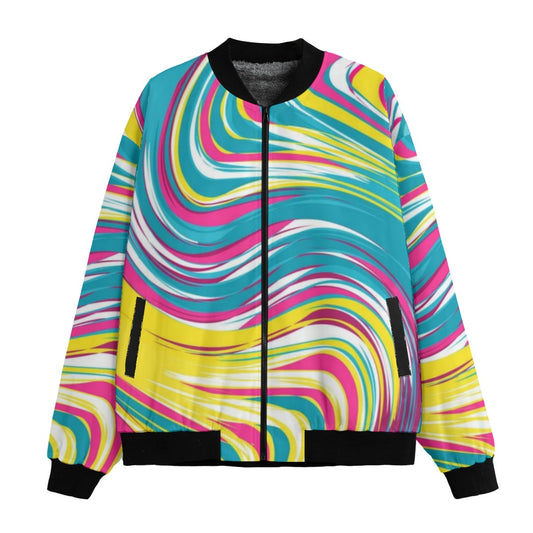 Spray Paint Drips Abstract Color Graffiti Style Fleece Bomber Jacket