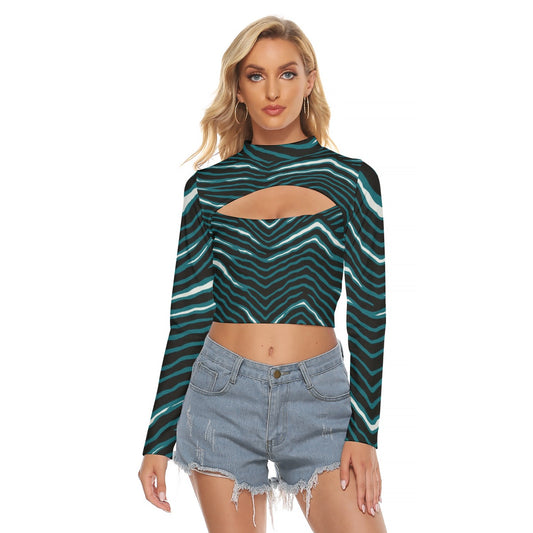 Philadelphia Football Game Day All-Over Print Women's Hollow Chest Keyhole Tight Crop Top
