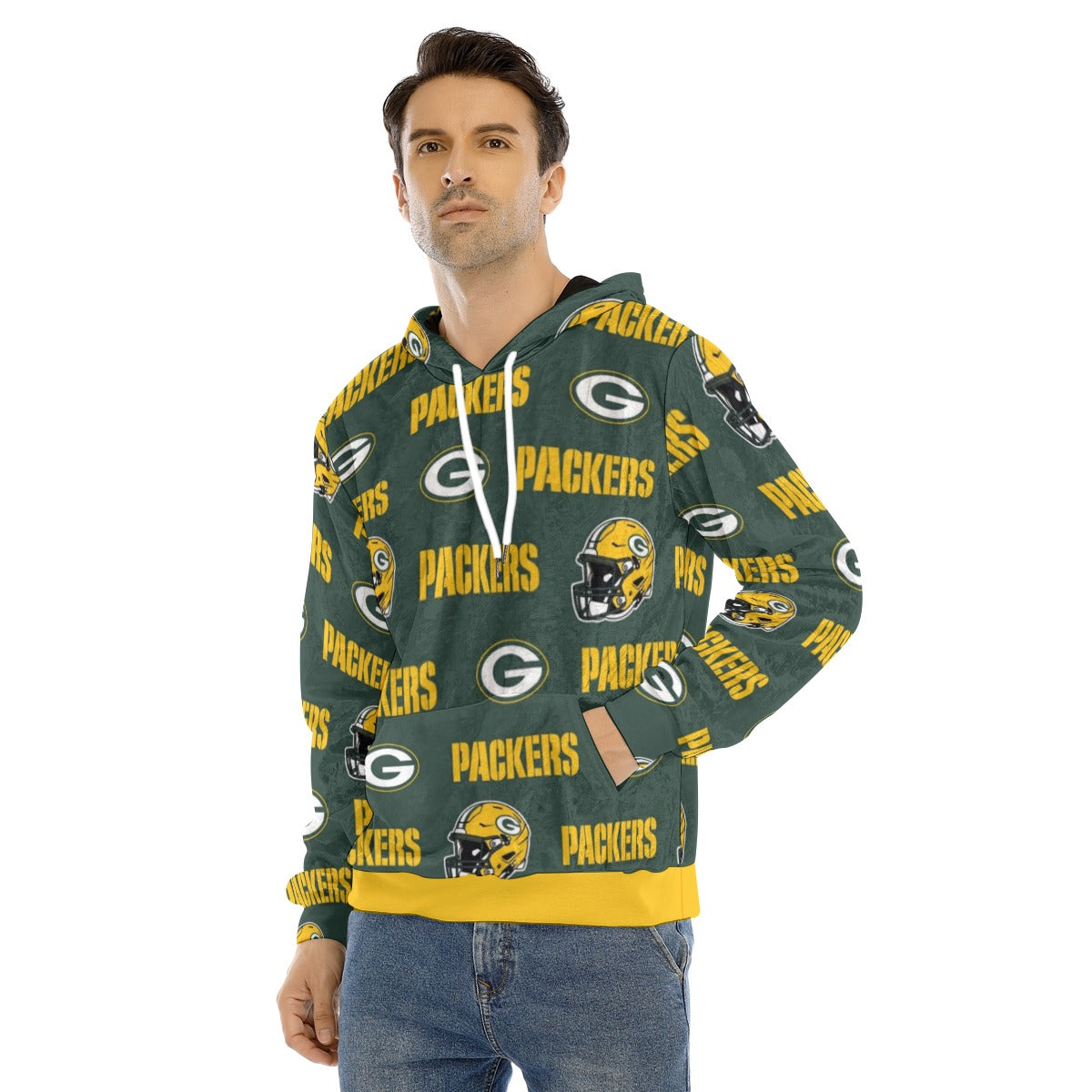 Green Bay Football Game Day All-Over Print Men's Pullover Hoodie | Velvet