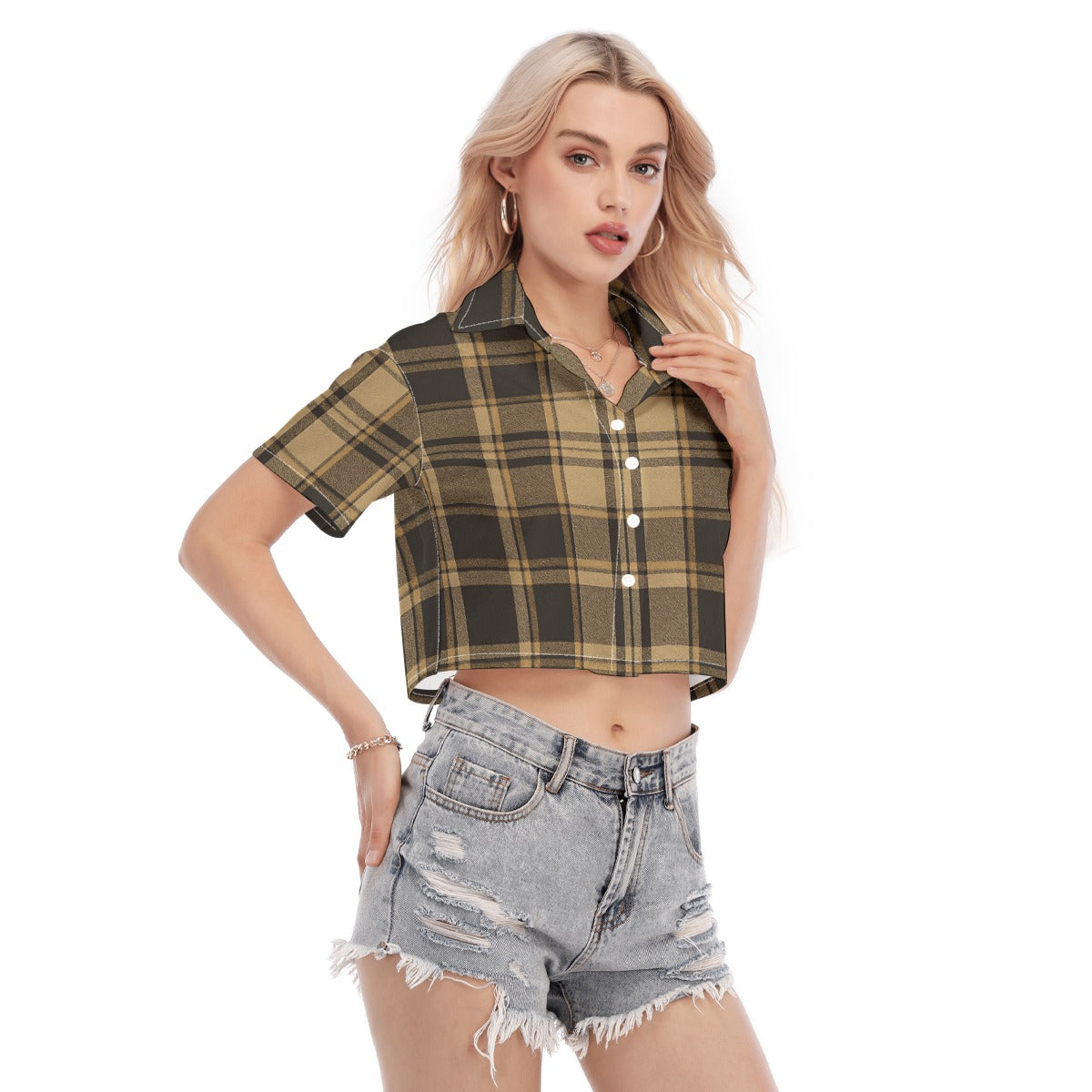 Colorado Tartan Plaidv Women's Cropped Shirt