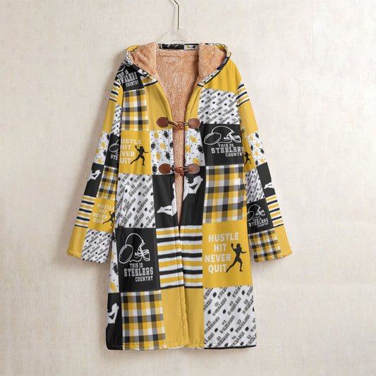 All-Over Print Men's Horn Button Long Fleece Windbreaker