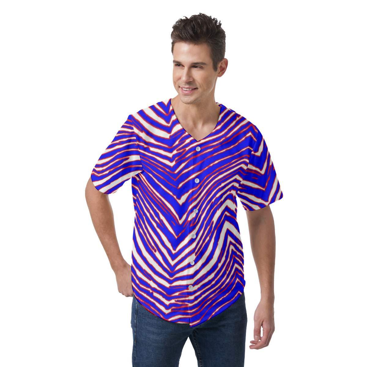 Buffalo Bills Zubaz Men's Short Sleeve Baseball Jersey