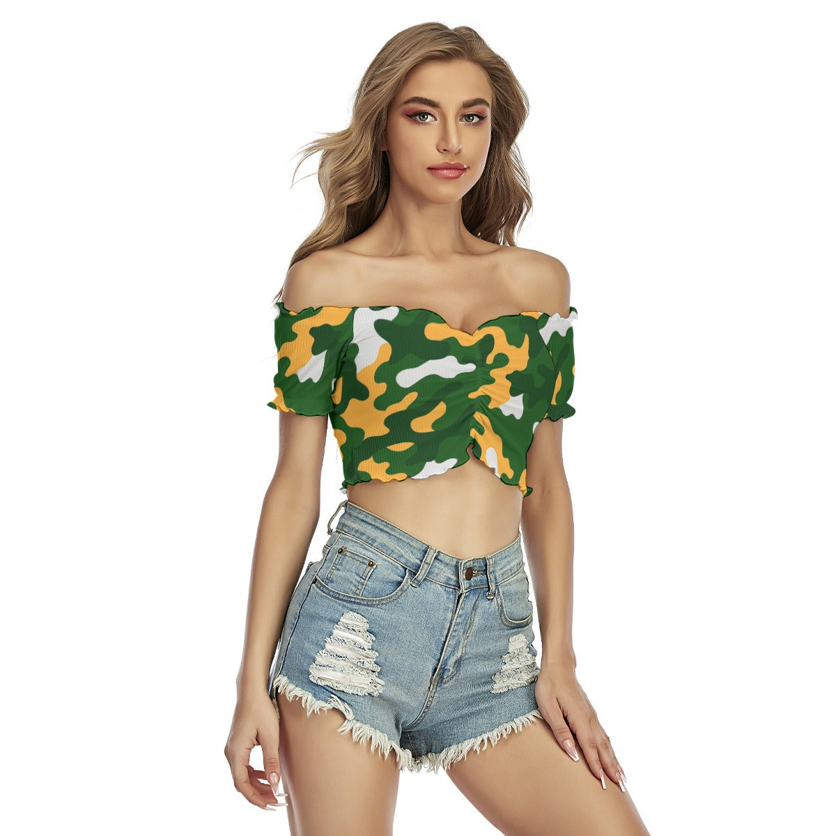Green Bay Football Game Day All-Over Print Women's One-shoulder Off-the-navel Short Sleeve T-shirt