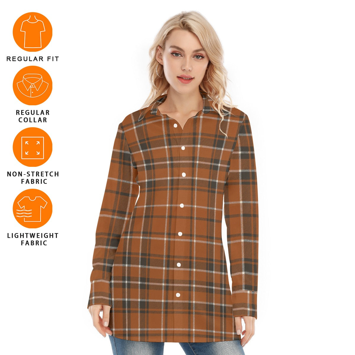 Texas at Austin Tartan plaid Longhorns Women's Long Shirt