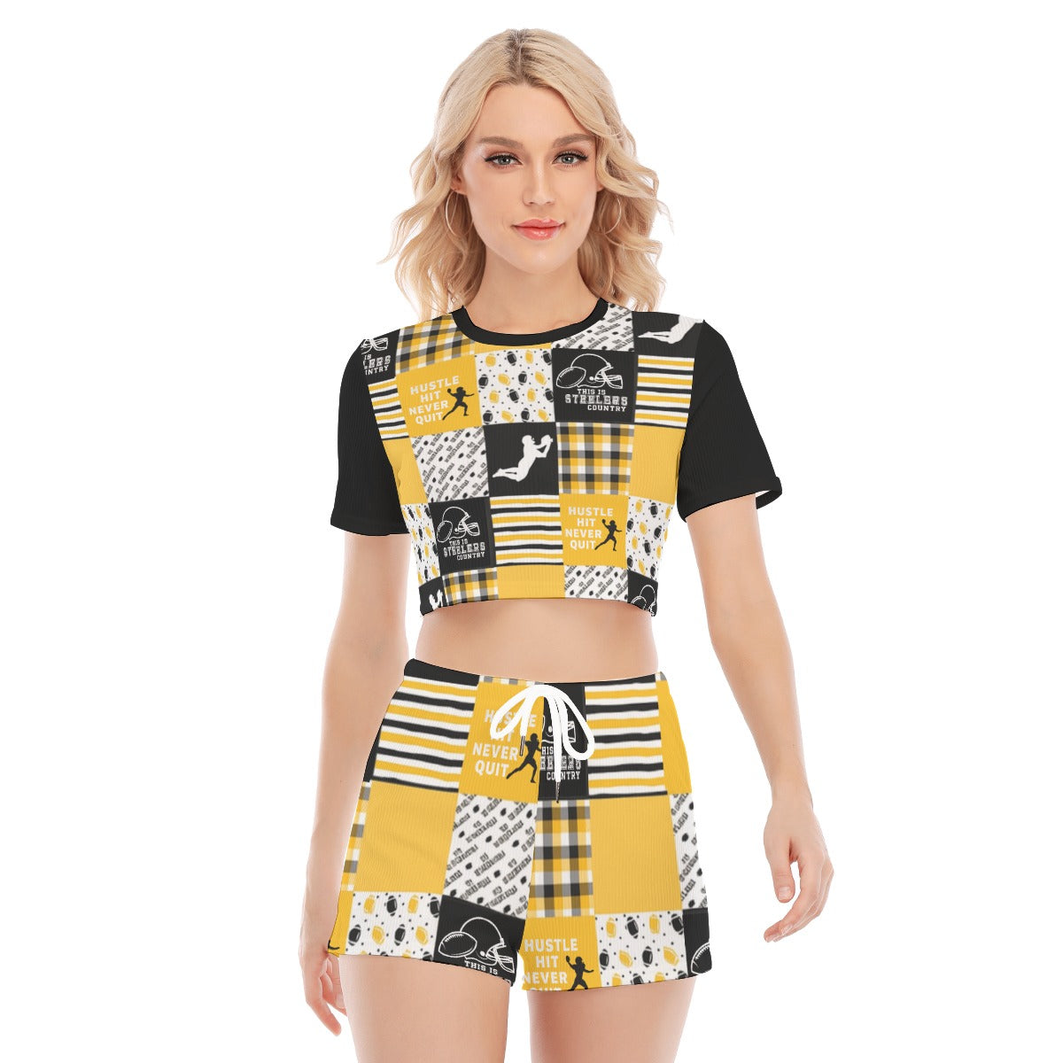 All-Over Print Women's O-neck T-shirt Shorts Suit
