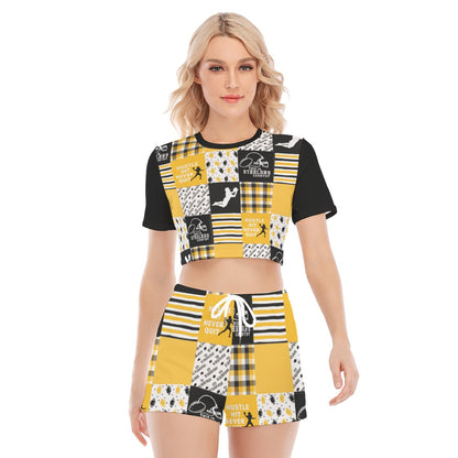 All-Over Print Women's O-neck T-shirt Shorts Suit