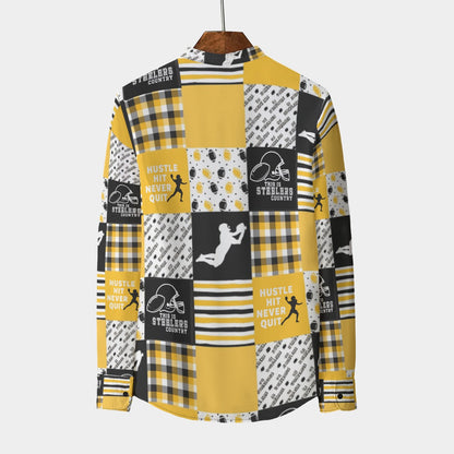 Pittsburgh Steelers All-Over Print Men's Stand Collar Shirt With Long Sleeve|110GSM Imitation Flax